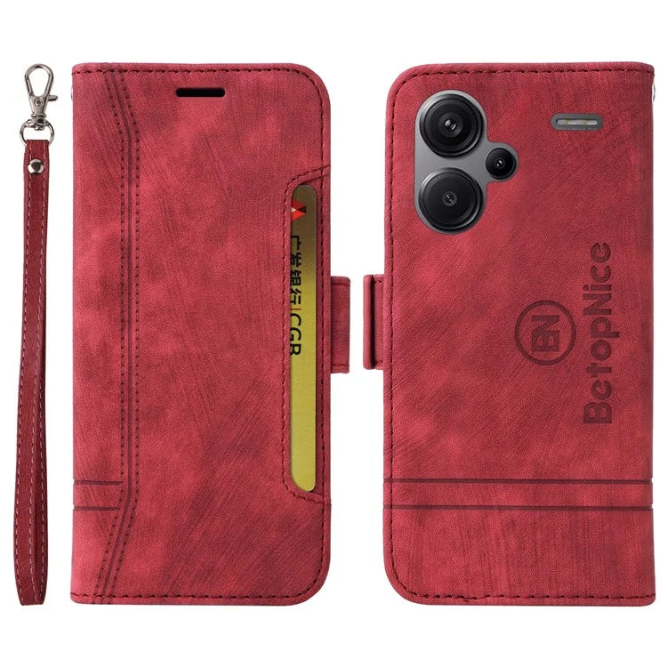 BETOPNICE 001 for Xiaomi Redmi Note 13 Pro+ 5G Phone Case Imprinted Lines Pattern Wallet Cover