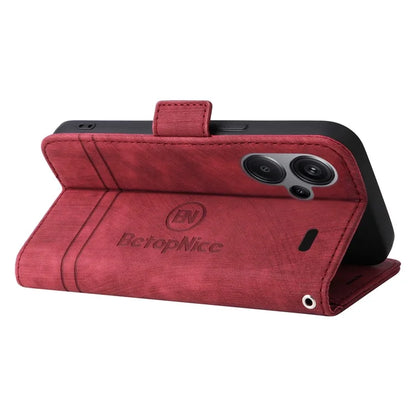 BETOPNICE 001 for Xiaomi Redmi Note 13 Pro+ 5G Phone Case Imprinted Lines Pattern Wallet Cover