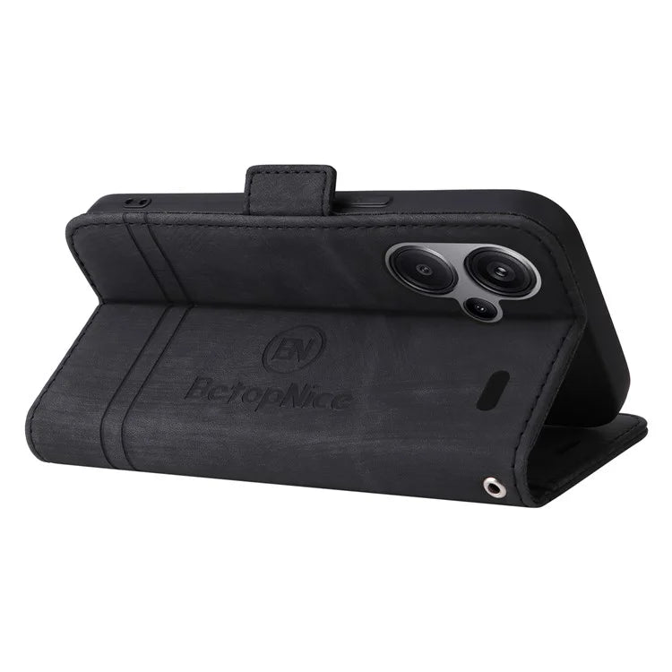 BETOPNICE 001 for Xiaomi Redmi Note 13 Pro+ 5G Phone Case Imprinted Lines Pattern Wallet Cover