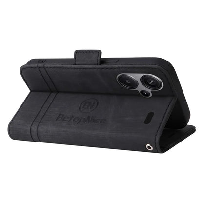 BETOPNICE 001 for Xiaomi Redmi Note 13 Pro+ 5G Phone Case Imprinted Lines Pattern Wallet Cover