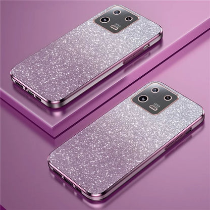 For Xiaomi 13 Cover Glitter PC+TPU Electroplated Phone Case with Cute Astronaut Kickstand