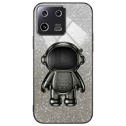 For Xiaomi 13 Cover Glitter PC+TPU Electroplated Phone Case with Cute Astronaut Kickstand
