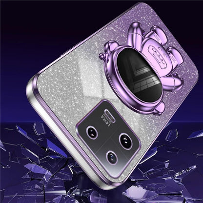 For Xiaomi 13 Pro 5G Phone Case Glitter Powder Electroplated Cover with Astronaut Kickstand