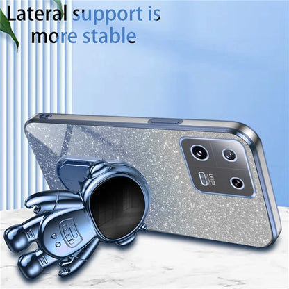 For Xiaomi 13 Pro 5G Phone Case Glitter Powder Electroplated Cover with Astronaut Kickstand