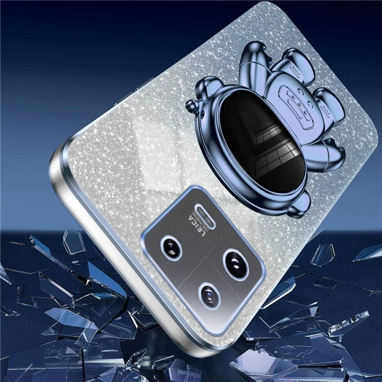For Xiaomi 13 Pro 5G Phone Case Glitter Powder Electroplated Cover with Astronaut Kickstand