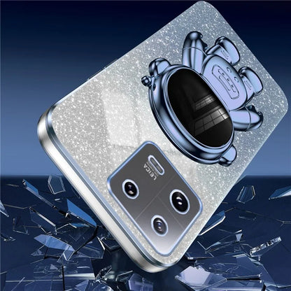 For Xiaomi 13 Pro 5G Phone Case Glitter Powder Electroplated Cover with Astronaut Kickstand