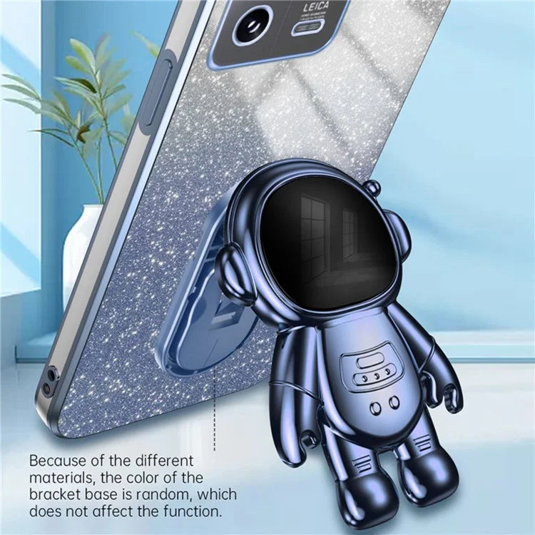 For Xiaomi 13 Pro 5G Phone Case Glitter Powder Electroplated Cover with Astronaut Kickstand