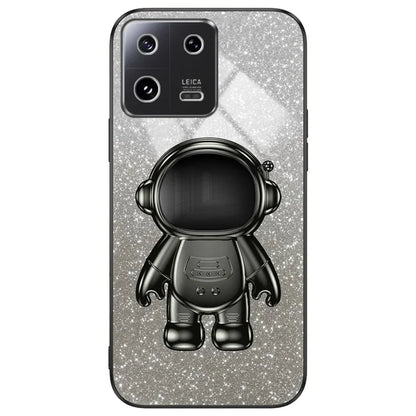 For Xiaomi 13 Pro 5G Phone Case Glitter Powder Electroplated Cover with Astronaut Kickstand