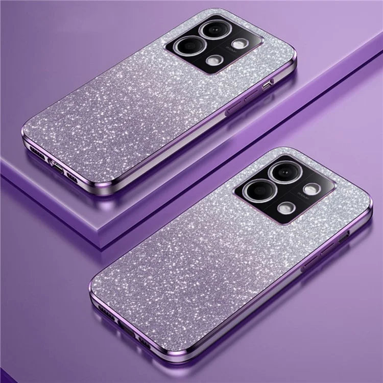 For Xiaomi Redmi Note 13 4G Case Glitter Powder Anti-scratch PC+TPU Phone Kickstand Cover