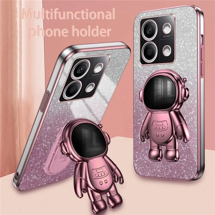 For Xiaomi Redmi Note 13 4G Case Glitter Powder Anti-scratch PC+TPU Phone Kickstand Cover