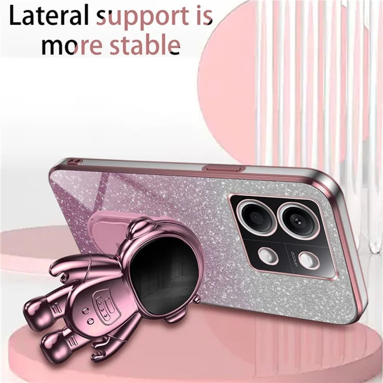 For Xiaomi Redmi Note 13 4G Case Glitter Powder Anti-scratch PC+TPU Phone Kickstand Cover