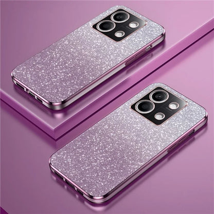 For Xiaomi Redmi Note 13 4G Case Glitter Powder Anti-scratch PC+TPU Phone Kickstand Cover