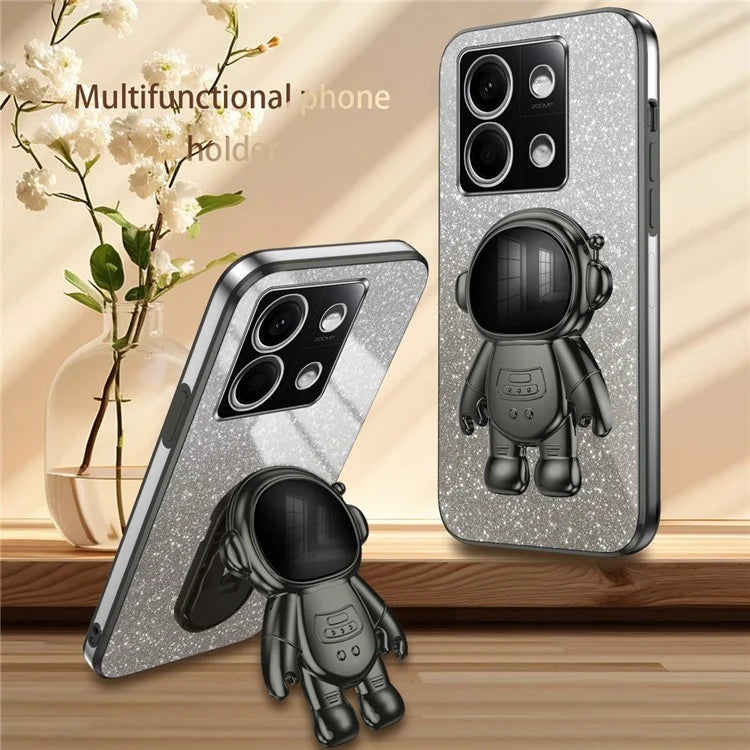 For Xiaomi Redmi Note 13 4G Case Glitter Powder Anti-scratch PC+TPU Phone Kickstand Cover