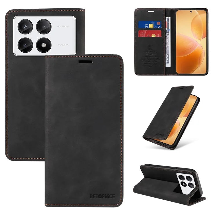 BETOPNICE 003 For Xiaomi Redmi K70E 5G / Poco X6 Pro 5G Case RFID Blocking Phone Stand Cover