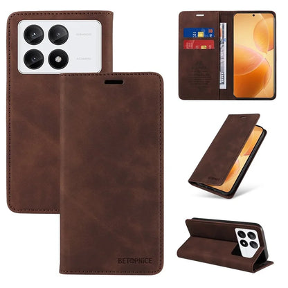 BETOPNICE 003 For Xiaomi Redmi K70E 5G / Poco X6 Pro 5G Case RFID Blocking Phone Stand Cover