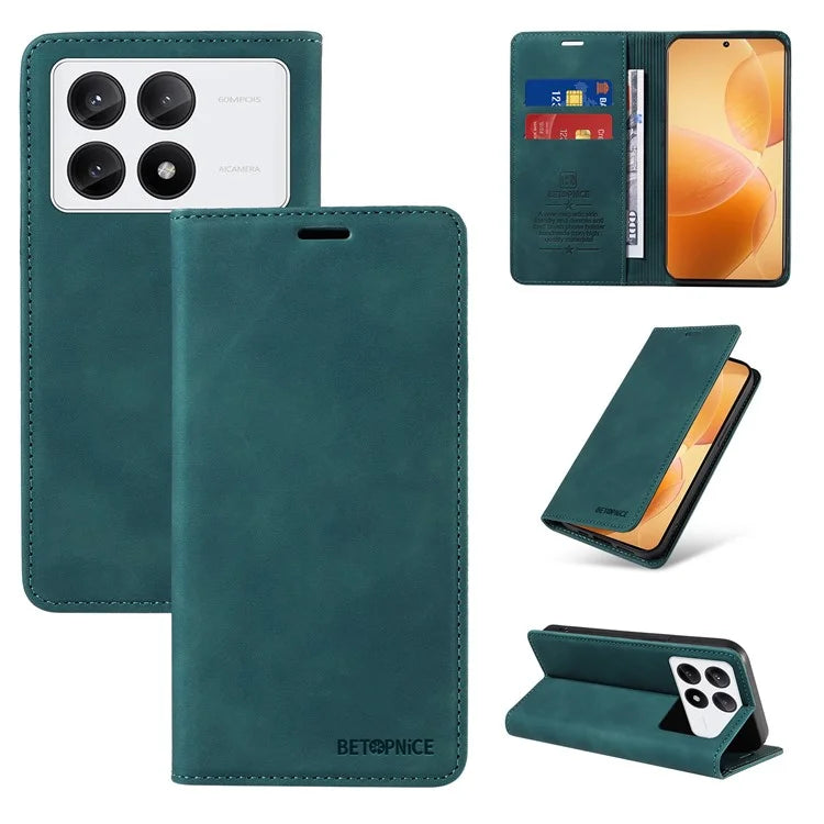 BETOPNICE 003 For Xiaomi Redmi K70E 5G / Poco X6 Pro 5G Case RFID Blocking Phone Stand Cover