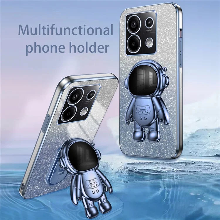 For Xiaomi Poco X6 5G / Redmi Note 13 Pro 5G Case Electroplating Astronaut Kickstand Phone Cover