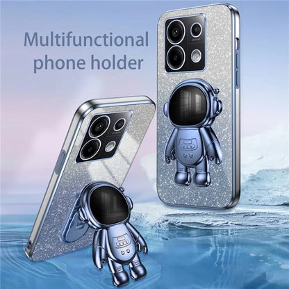 For Xiaomi Poco X6 5G / Redmi Note 13 Pro 5G Case Electroplating Astronaut Kickstand Phone Cover