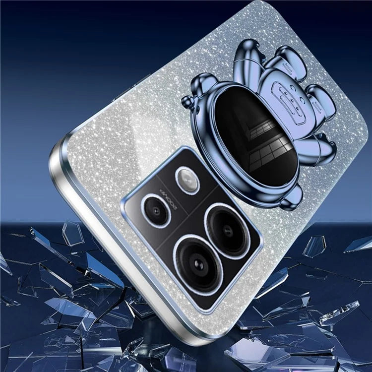 For Xiaomi Poco X6 5G / Redmi Note 13 Pro 5G Case Electroplating Astronaut Kickstand Phone Cover