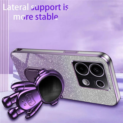 For Xiaomi Poco X6 5G / Redmi Note 13 Pro 5G Case Electroplating Astronaut Kickstand Phone Cover