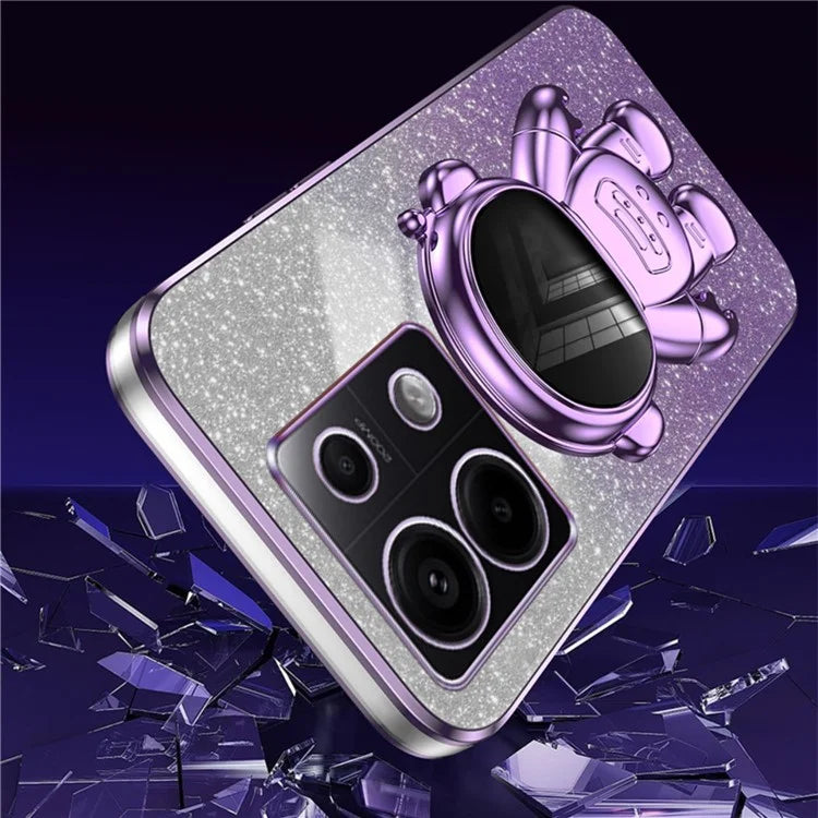 For Xiaomi Poco X6 5G / Redmi Note 13 Pro 5G Case Electroplating Astronaut Kickstand Phone Cover