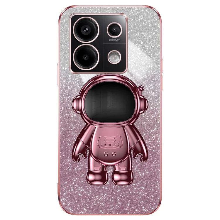 For Xiaomi Poco X6 5G / Redmi Note 13 Pro 5G Case Electroplating Astronaut Kickstand Phone Cover