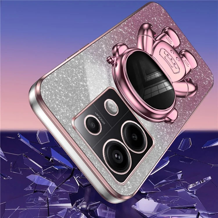 For Xiaomi Poco X6 5G / Redmi Note 13 Pro 5G Case Electroplating Astronaut Kickstand Phone Cover