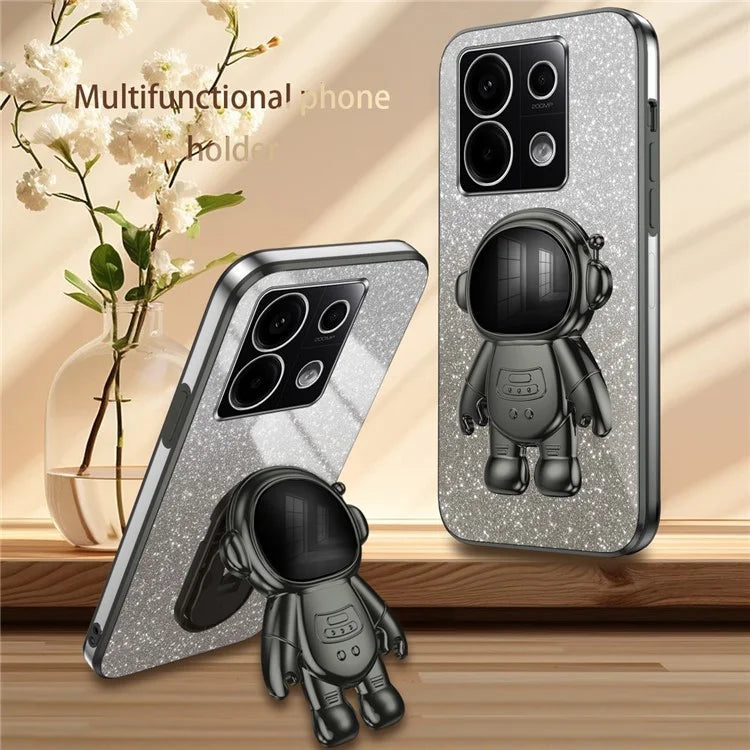 For Xiaomi Poco X6 5G / Redmi Note 13 Pro 5G Case Electroplating Astronaut Kickstand Phone Cover