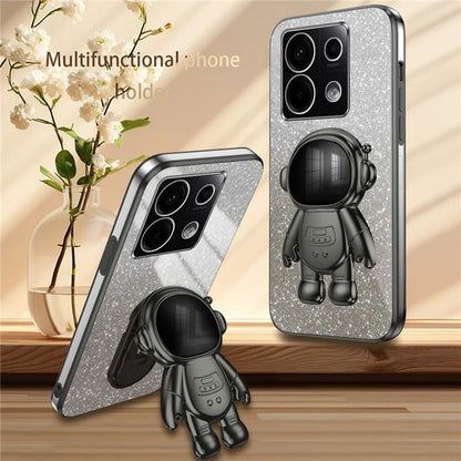 For Xiaomi Poco X6 5G / Redmi Note 13 Pro 5G Case Electroplating Astronaut Kickstand Phone Cover