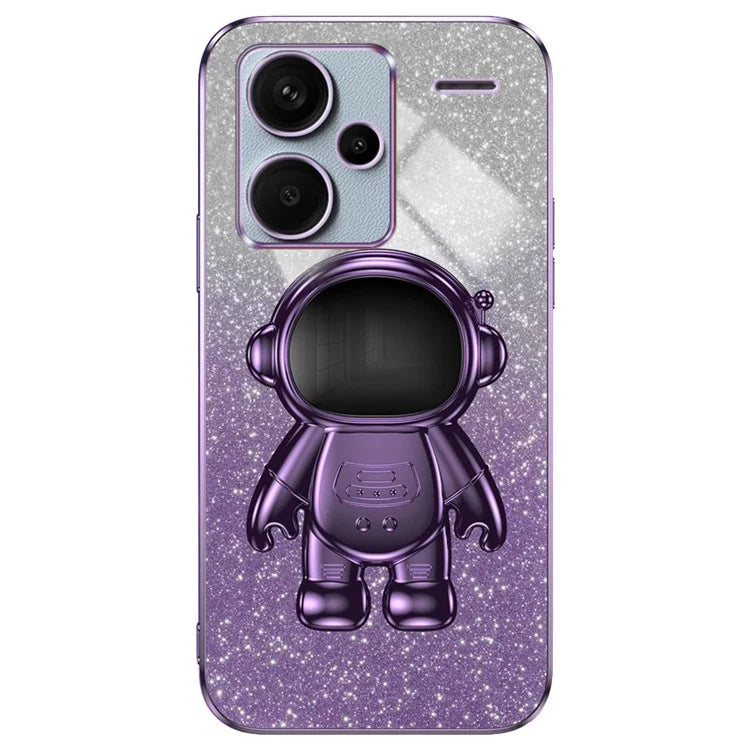 For Xiaomi Redmi Note 13 Pro+ 5G Phone Case Astronaut Kickstand Anti-shock Electroplated Cover