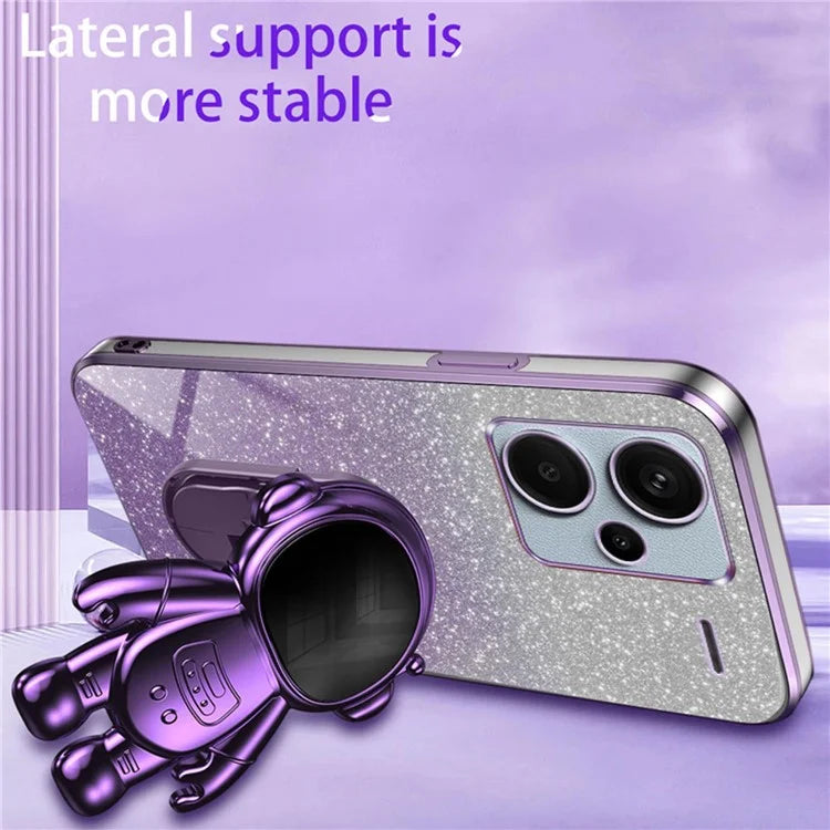 For Xiaomi Redmi Note 13 Pro+ 5G Phone Case Astronaut Kickstand Anti-shock Electroplated Cover