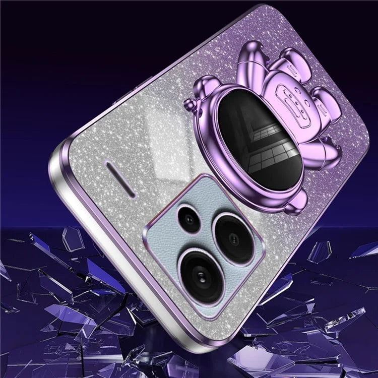 For Xiaomi Redmi Note 13 Pro+ 5G Phone Case Astronaut Kickstand Anti-shock Electroplated Cover