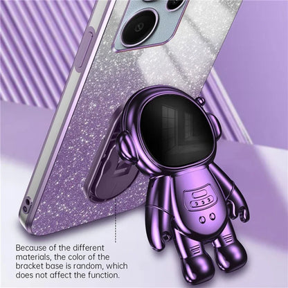 For Xiaomi Redmi Note 13 Pro+ 5G Phone Case Astronaut Kickstand Anti-shock Electroplated Cover
