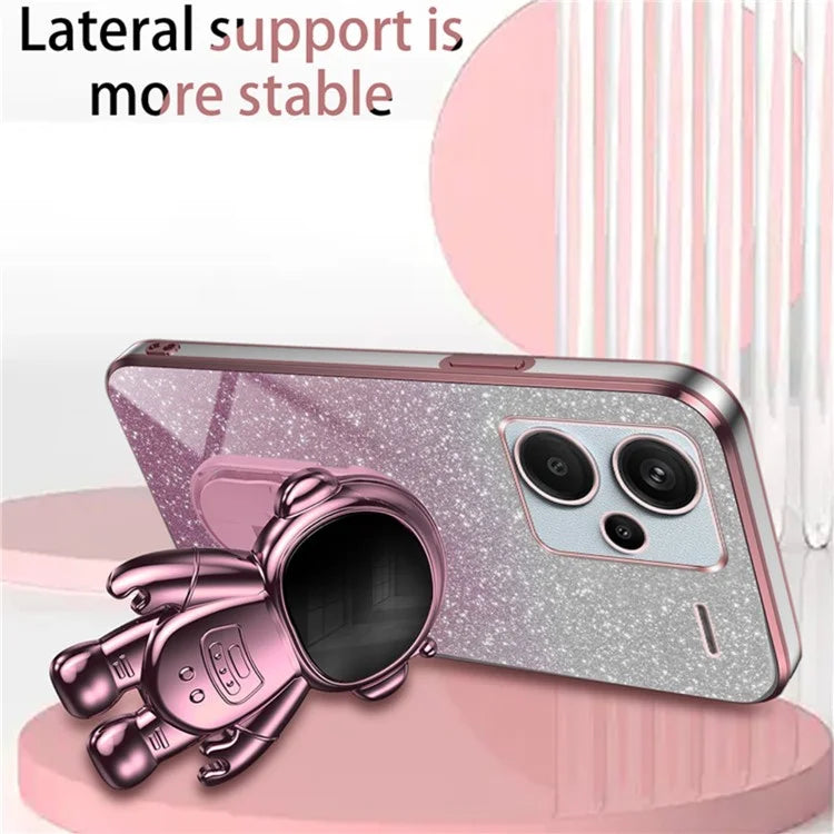 For Xiaomi Redmi Note 13 Pro+ 5G Phone Case Astronaut Kickstand Anti-shock Electroplated Cover