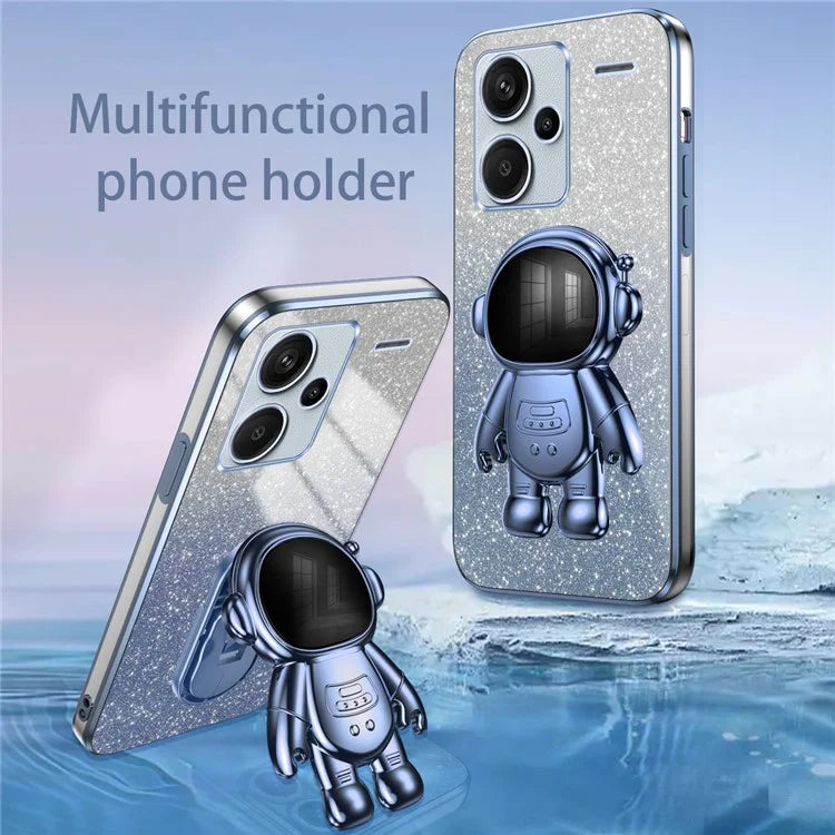 For Xiaomi Redmi Note 13 Pro+ 5G Phone Case Astronaut Kickstand Anti-shock Electroplated Cover