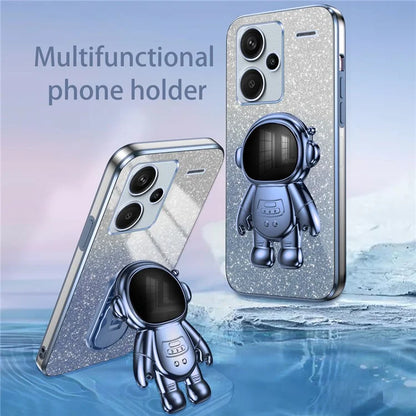 For Xiaomi Redmi Note 13 Pro+ 5G Phone Case Astronaut Kickstand Anti-shock Electroplated Cover