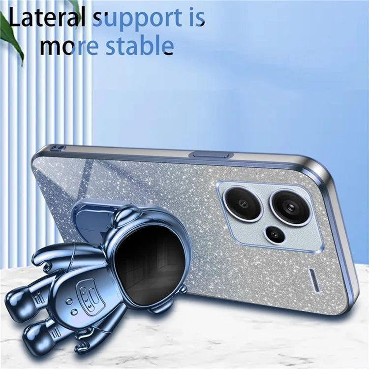 For Xiaomi Redmi Note 13 Pro+ 5G Phone Case Astronaut Kickstand Anti-shock Electroplated Cover
