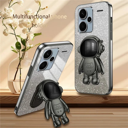 For Xiaomi Redmi Note 13 Pro+ 5G Phone Case Astronaut Kickstand Anti-shock Electroplated Cover