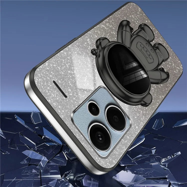 For Xiaomi Redmi Note 13 Pro+ 5G Phone Case Astronaut Kickstand Anti-shock Electroplated Cover