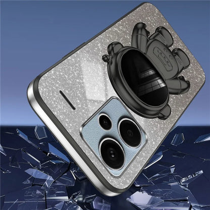 For Xiaomi Redmi Note 13 Pro+ 5G Phone Case Astronaut Kickstand Anti-shock Electroplated Cover
