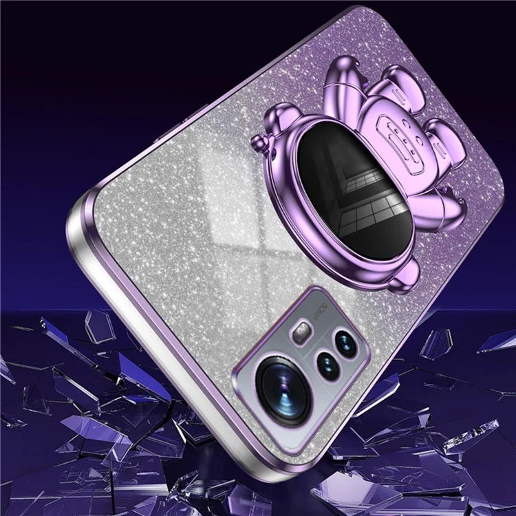 For Xiaomi 12 Lite 5G Cellphone Case PC+TPU Electroplating Astronaut Kickstand Protective Cover