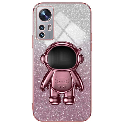 For Xiaomi 12 Lite 5G Cellphone Case PC+TPU Electroplating Astronaut Kickstand Protective Cover