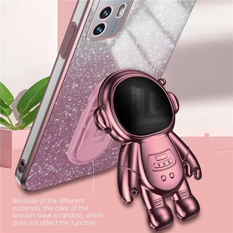 For Xiaomi 12 Lite 5G Cellphone Case PC+TPU Electroplating Astronaut Kickstand Protective Cover