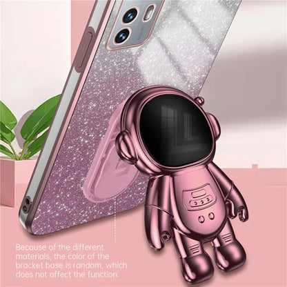 For Xiaomi 12 Lite 5G Cellphone Case PC+TPU Electroplating Astronaut Kickstand Protective Cover