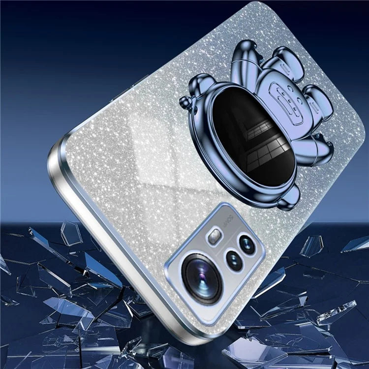 For Xiaomi 12 Lite 5G Cellphone Case PC+TPU Electroplating Astronaut Kickstand Protective Cover