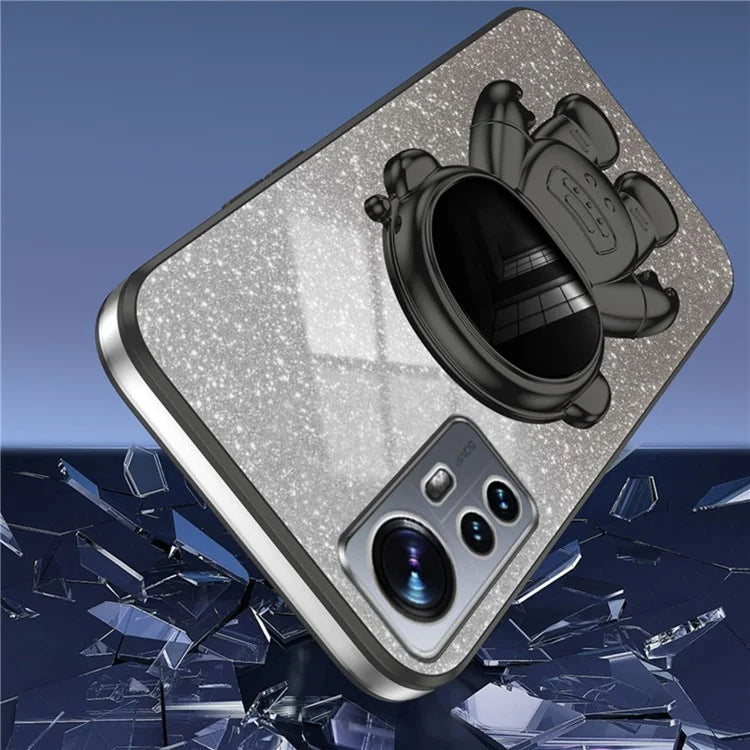 For Xiaomi 12 Lite 5G Cellphone Case PC+TPU Electroplating Astronaut Kickstand Protective Cover