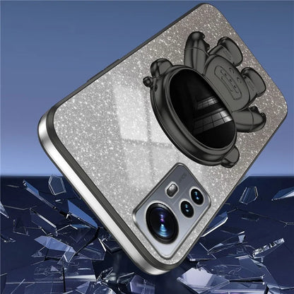 For Xiaomi 12 Lite 5G Cellphone Case PC+TPU Electroplating Astronaut Kickstand Protective Cover
