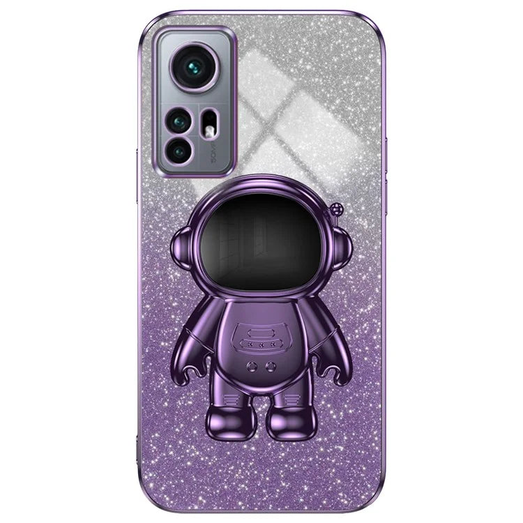 For Xiaomi 12 5G / 12X 5G / 12S 5G Cell Phone Case Astronaut Kickstand Glitter Scratch-proof Cover