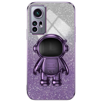 For Xiaomi 12 5G / 12X 5G / 12S 5G Cell Phone Case Astronaut Kickstand Glitter Scratch-proof Cover