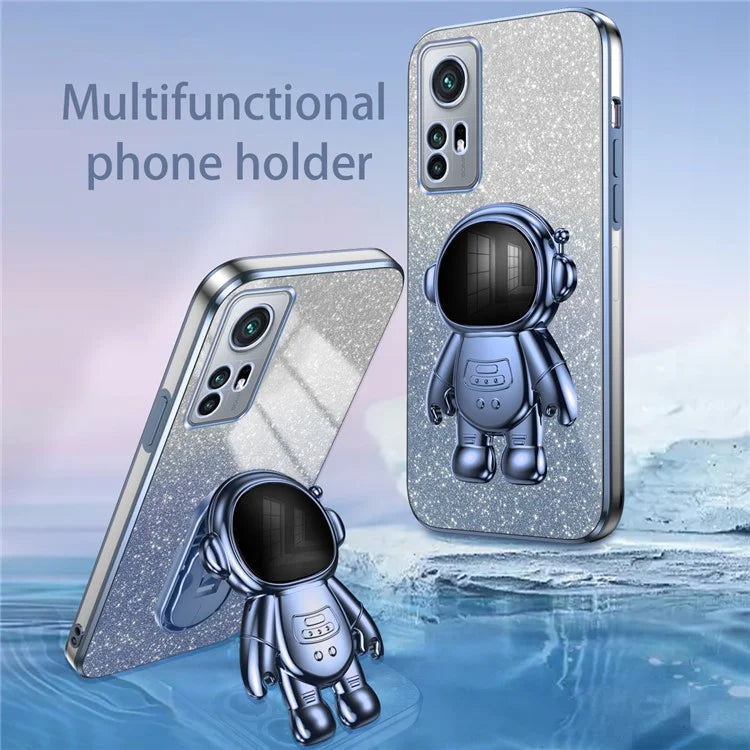 For Xiaomi 12 5G / 12X 5G / 12S 5G Cell Phone Case Astronaut Kickstand Glitter Scratch-proof Cover